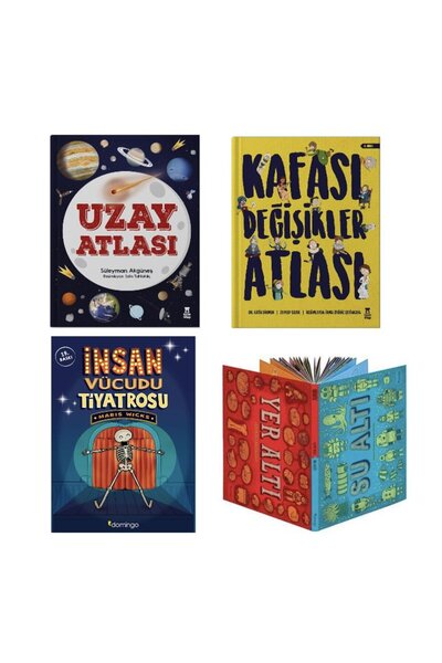 Domingo Yayınevi uzay atlasi + kafasi degisikler atlasi + insan vucudu tiatro...