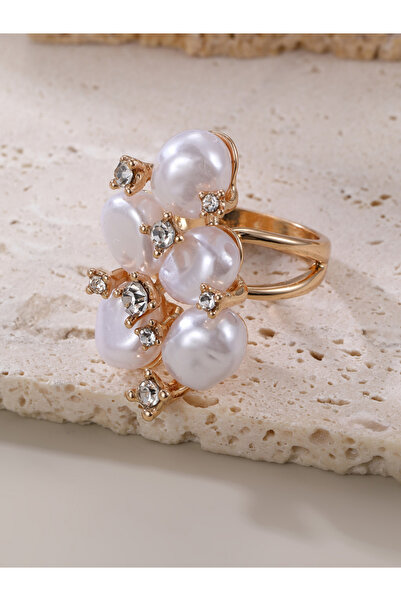 Take Two By Styli خاتم مرصع بأحجار الراين واللؤلؤ الصناعي