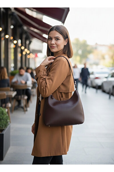 Elory Grace حقيبة كتف نسائية من الجلد باللون البني الداكن – حقيبة يد، موديل خ...