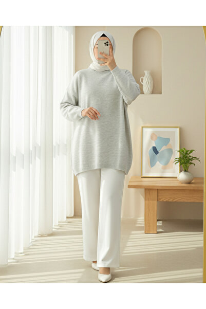 Modamorfo Round Neck Casual Knit Sweater - Stone