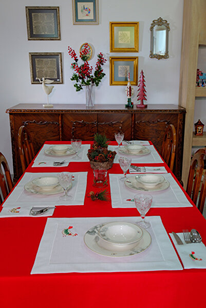 nc home yılbaşı tavuk nakışlı ecru amerikan