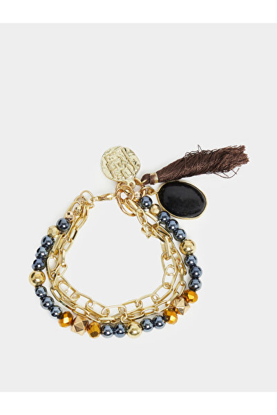 Styli Layered Charm Bracelet with Tassel