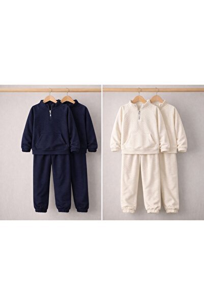 ROYAL Babywear Unisex Yarım fermuarlı Kapitone Dokulu 2’li Eşofman Takımı