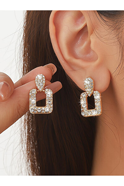 Take Two By Styli Gold Tone Square Drop Earrings