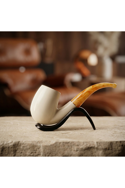 Altınışık Lületaşı El Oyması Lületaşı Oom Paul Pipo | Akrilik Ağızlık | 9mm F...