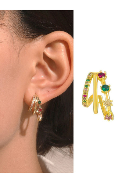 Take Two By Styli أقراط مرصعة بالزركونيا متعددة اللفات