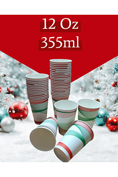 AKKA PLAST 12 Oz Desenli 40 Adet Kullan At Karton Sıcak Soğuk Meşrubat Bardağı