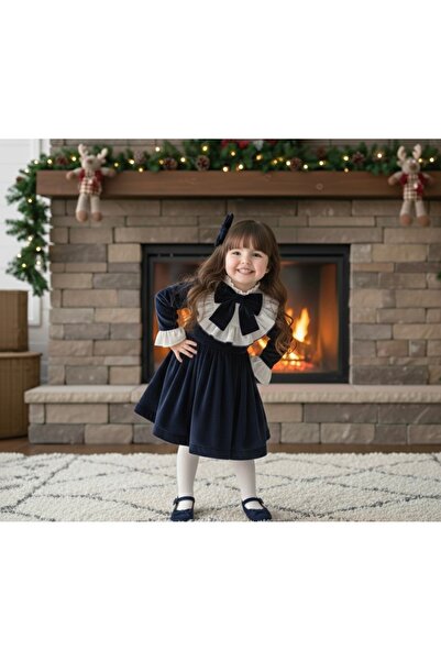 Tinypeople Girls' Velvet Stylish Dress Eid Dress Birthday Dress Christmas Dress Party Dress