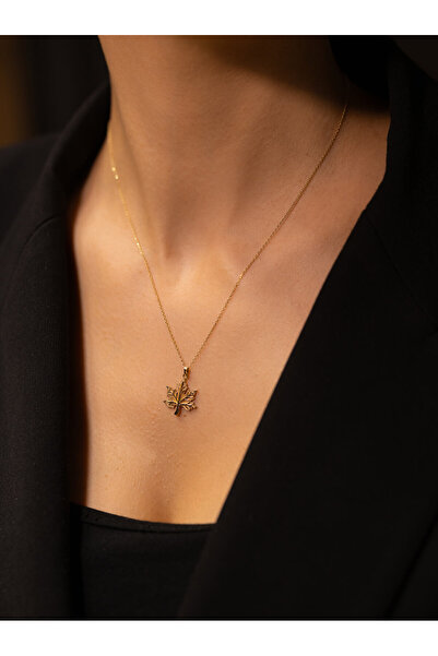 byŞANS AL 2,20 gr (GRAM) Yaprak Desenli Kolye 14 Ayar Altın