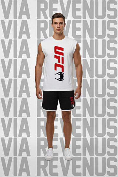 Vordevia Set combinat de tricou fără mâneci UFC cu imprimeu negru și pantalon...