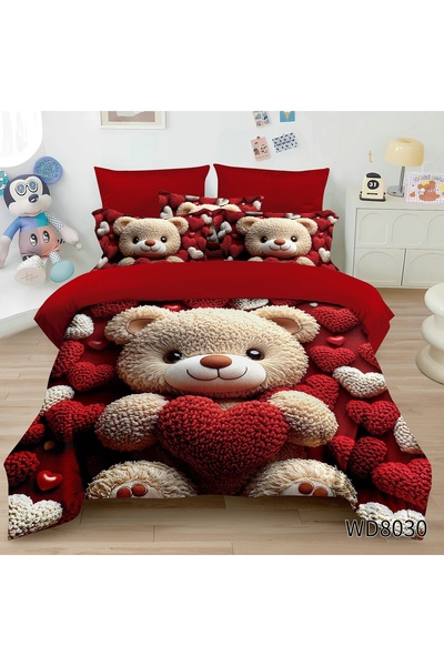 lumixauto Double Bed Linen, FINET, 5D Digital Print, with Elastic, 4 pieces