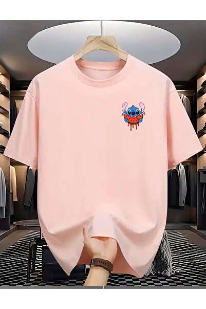 oneagılyazı Stitch Eating Watermelon Patterned T-Shirt
