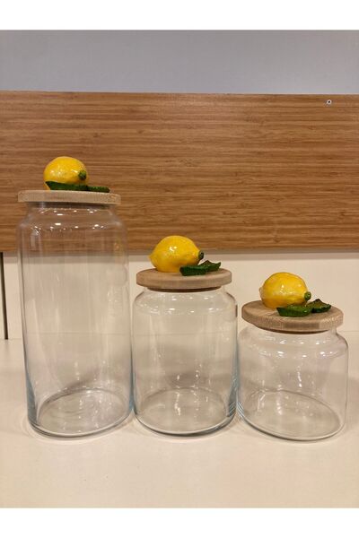 PLUS HOME طقم برطمانات 3 قطع بـ3 أحجام مصنوعة يدويًا من البورسلين مزينة باللي...