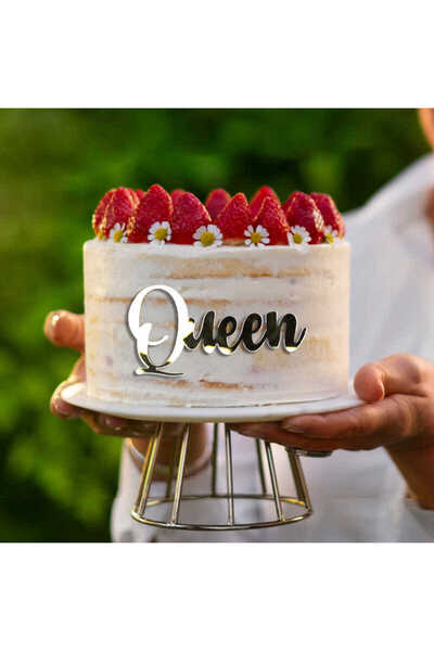 turkuaz parti Queen Gold Cake Topper Plexiglass Text, Cake Text Birthday Plexiglass