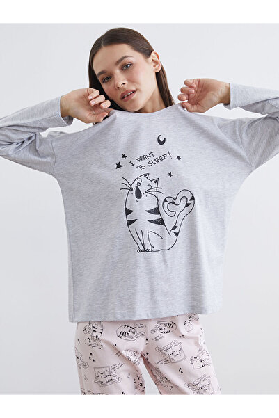 LC Waikiki Lcw Dream Pink Cat Printed Women's Pajama Set