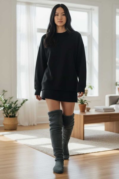 MOONSAND Wellsoft Plush Over-The-Knee Home Socks Long Socks Booties Winter Unisex