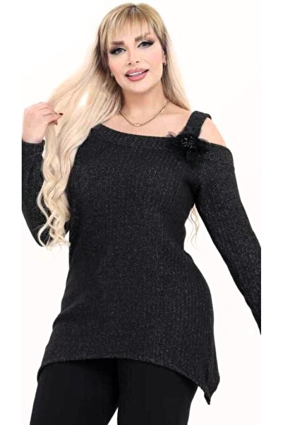 Kheos Asymmetrical Neckline, Off-The-Shoulder Neckline, Floral Accessories, Sequin Details, Asymmetrical Hem, Tunic