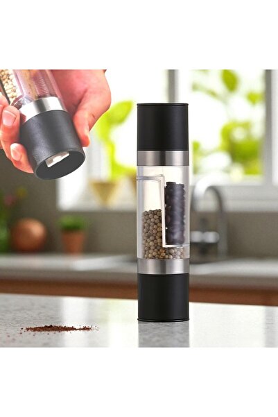 OEM 2 in 1 Manual Salt and Pepper Grinder, Plastic Lid, Adjustable, With Ceramic Rotor, Spice Bottle
