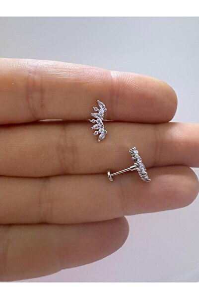 Arescollection 1 adet zirkon taşlı tragus helix lobe conch uyumlu piercing