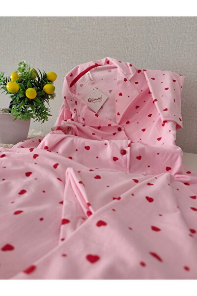 Pijamoni Süet Kumaş Önü Düğmeli Uzun Kollu Kadın Pijama Takımı S/M-L-XL-2XL