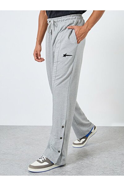Styli Men Grey Embroidered Terry Joggers
