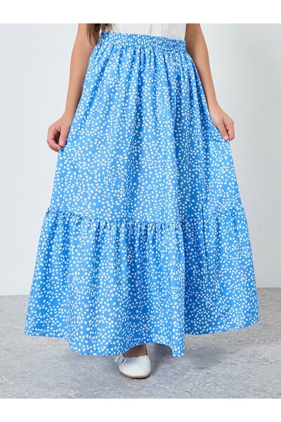 Styli Girls Blue Floral Maxi Skirt
