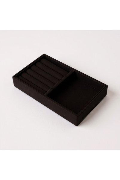 Saros Group Brown Suede Drawer Insert Jewelry Double Organizer Set | Ring, Earring And Necklace Organizer