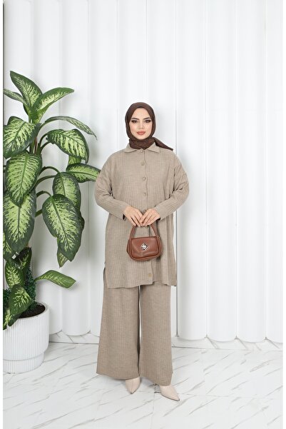 NİSUM MODA Buttoned Knitwear Trouser Suit