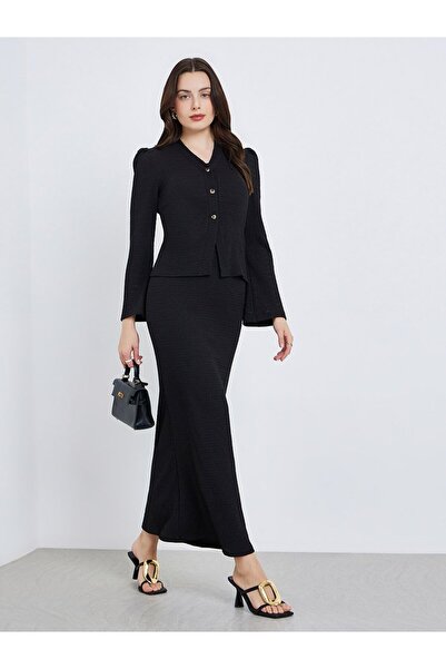 Styli تنورة سوداء طويلة ضيقة للنساء