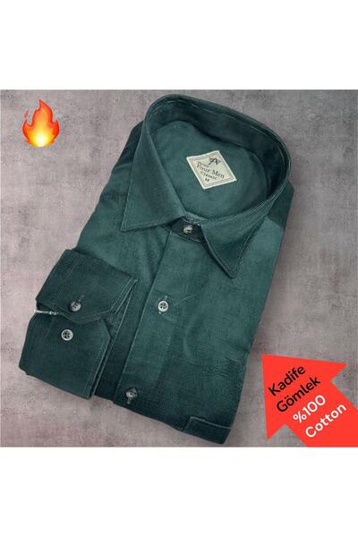 EREN STYLE Classic 100% Cotton Long Sleeve Anti-Sweat Winter Velvet Shirt (Regular Fit)