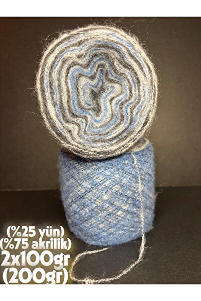 Ana&Kuzusu İplik Mavi, krem, vizon ince kek moher (%25 yün %75 akrilik) örgü ...