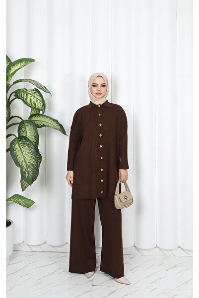 NİSUM MODA Buttoned Knitwear Trouser Suit