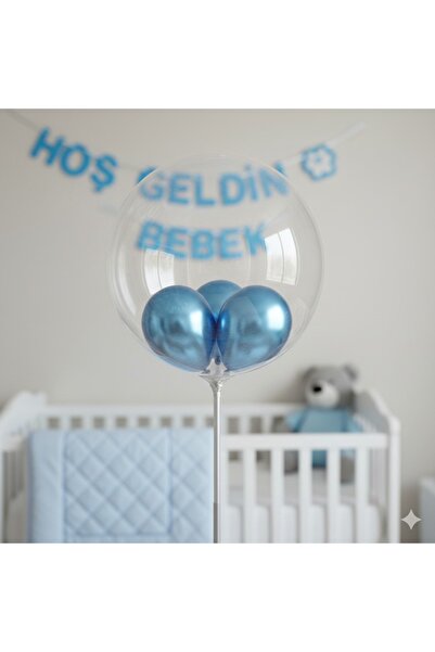FESTİLO Şeffaf Bobo balon 18 inc 45 cm 3 Adet 5 İnc Balon Seti Doğum Günü Yen...