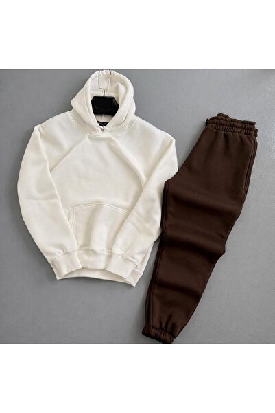 WENMİNG Men's Soft Textured Regular Fit Cotton 3 Thread Soft Textured Sweatshirt Tracksuit Set
