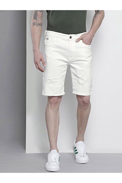 The Indian Garage Co By Styli The Indian Garage Co Slim Fit White Solid Shorts