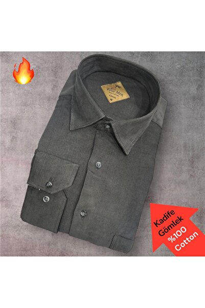 EREN STYLE Classic 100% Cotton Long Sleeve Anti-Sweat Winter Velvet Shirt (Regular Fit)