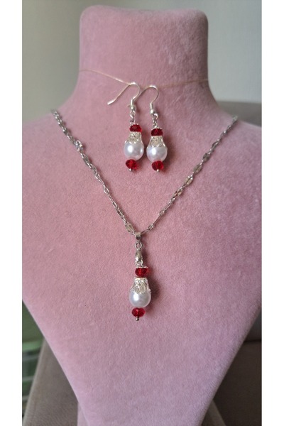 GUNESSAH AKSESUAR inci küpe kolye seti