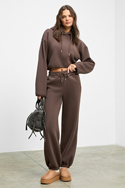 ETHIQUET AYATRE Kadın Organik Pamuklu İçi Polarlı Kapüşonlu Regular Beli Last...