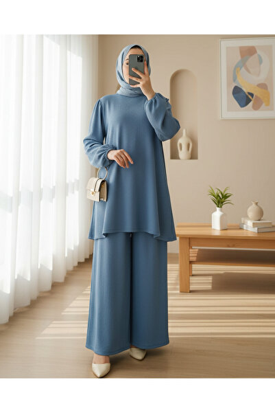 Modamorfo Women's Indigo Tunic Pants Bottom Top Set 6663