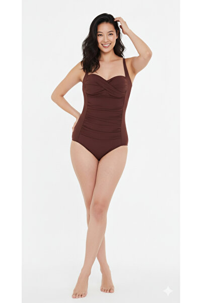 Mavero Angelina Kahverengi Toparlayıcı Drape Detaylı Sıkılaştırıcı Ayarlanabi...