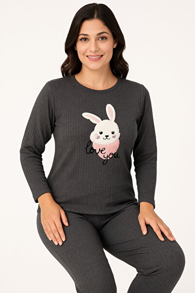 Lila Women's Dark Gray Transitional Pajama Set – Soft Fabric, Comfortable Fit, Stylish Home & Sleep Set