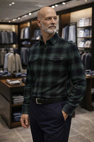 DENİZLİFE Men's Dad Double Pocket Shirt