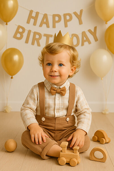 Melekpare Erkek Bebek Vintage Slopet 2 li takım Papyonlu