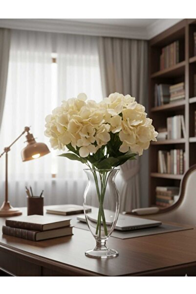 ENRUFLORA Yapay Somon Rengi Ortanca 5 Dallı Ev Balkon Salon Aranjman Sevgilil...