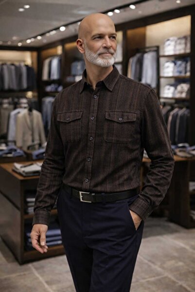 DENİZLİFE Men's Dad Double Pocket Shirt