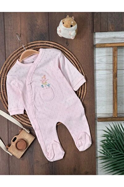 MiniBou Kız Bebek Nakışlı Pamuklu Tulum 2'li Takım