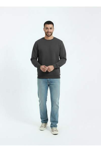 TKT Hanorac pentru bărbați, cu 3 fire, cu gâtul rotund, tricou moale, cu flee...