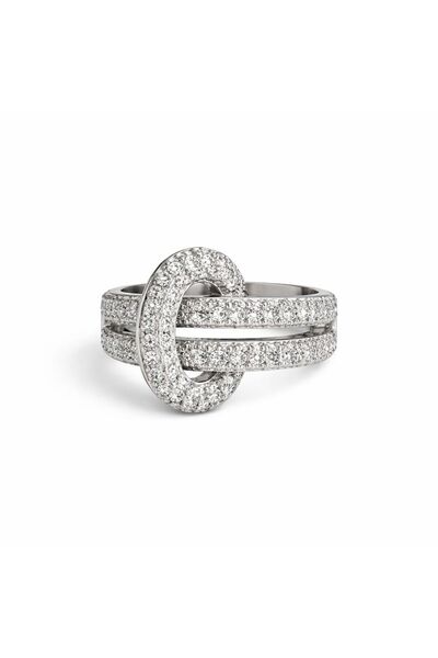 botanica Zirkon Taşlı Düğüm Detaylı Gümüş Renk Kadın Yüzük