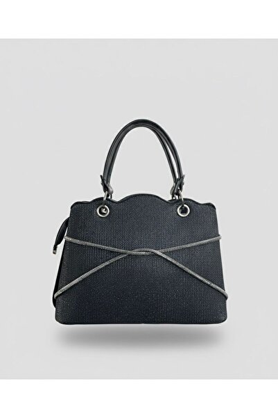 pololiza Μαύρη τσάντα με λαμπερή λεπτομέρεια / Δύο θήκες και ρυθμιζόμενο λουρ...