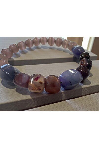 ESTELCE Safir Kuvars, Akik ve Kedi Gözü Doğal Taş Bileklik